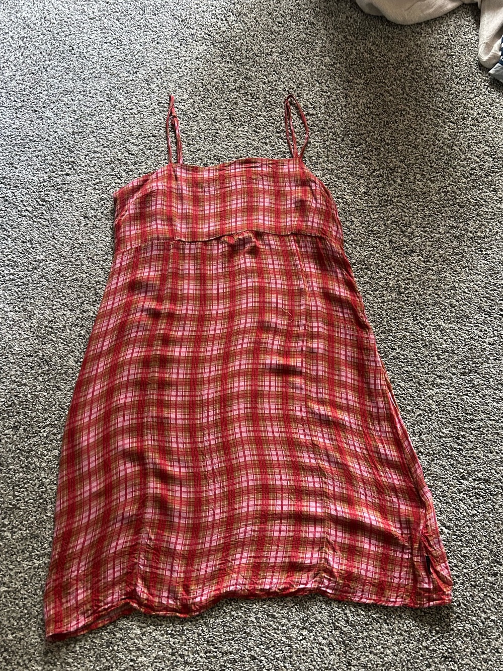 Afends Pink & Red Plaid Spaghetti-Strap Mini Dress